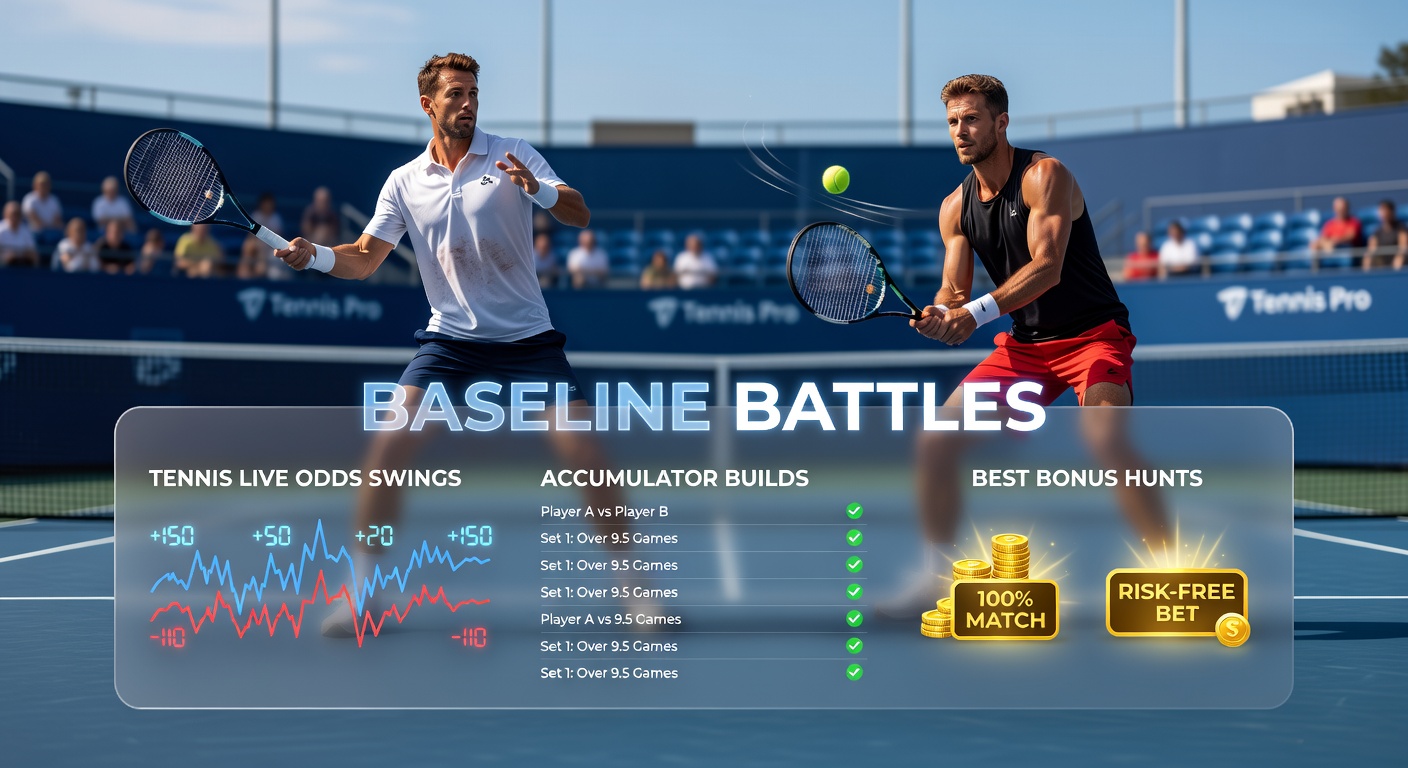 Tennis players engaged in an intense baseline rally during a high-stakes ATP match, highlighting the dynamic shifts that influence live odds