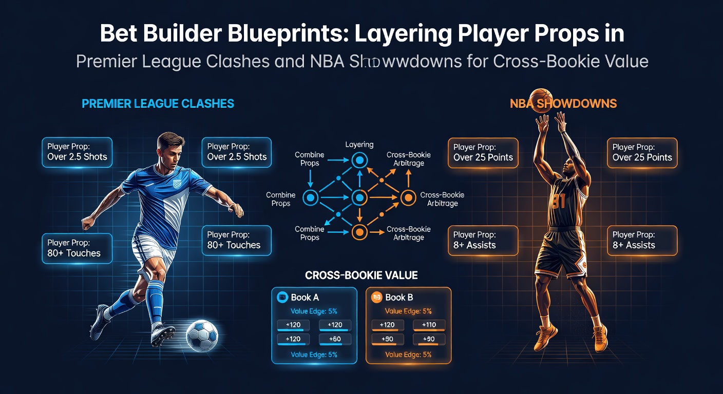 Premier League players in action during a tense clash, overlaid with NBA stars driving to the basket, highlighting player prop opportunities across bookies