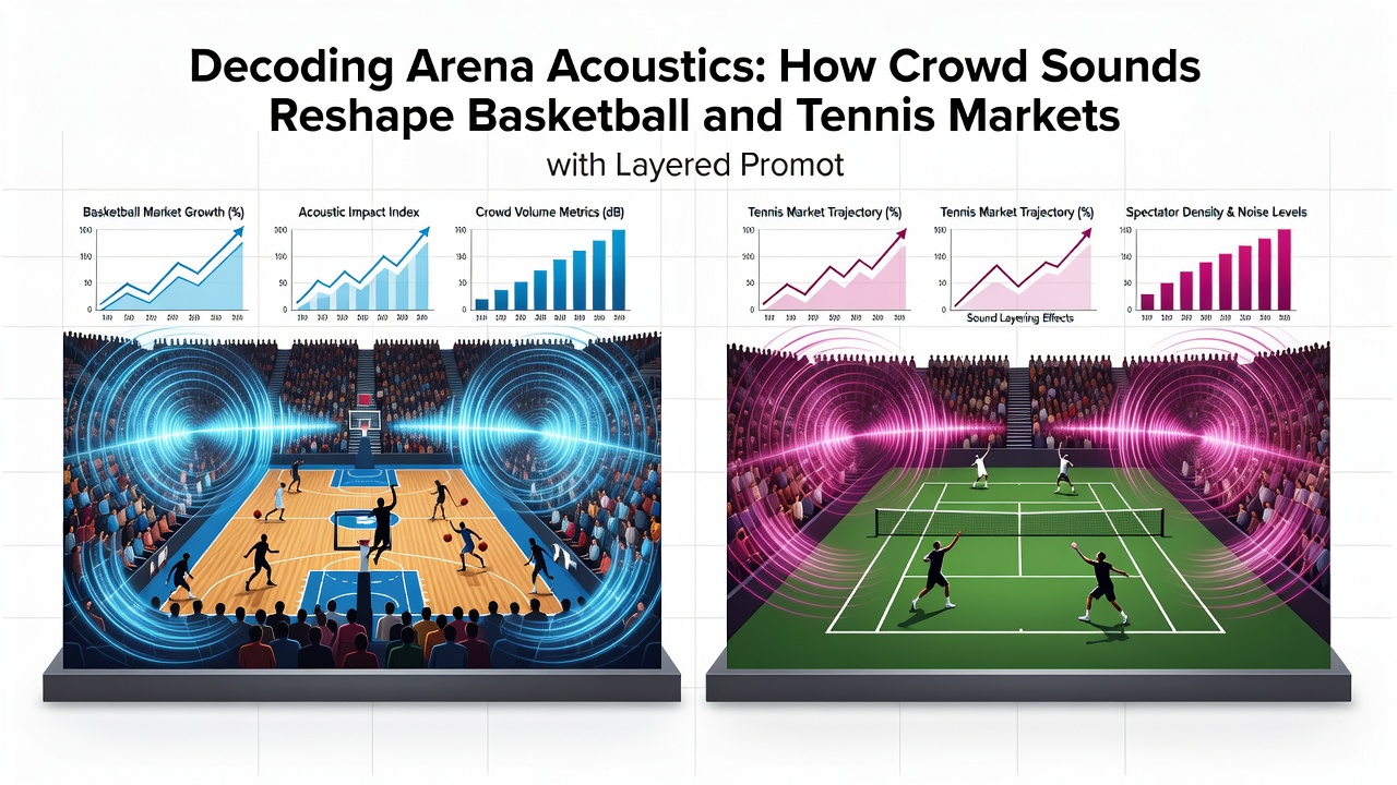 Tennis player serving under intense crowd noise with overlaid betting market indicators