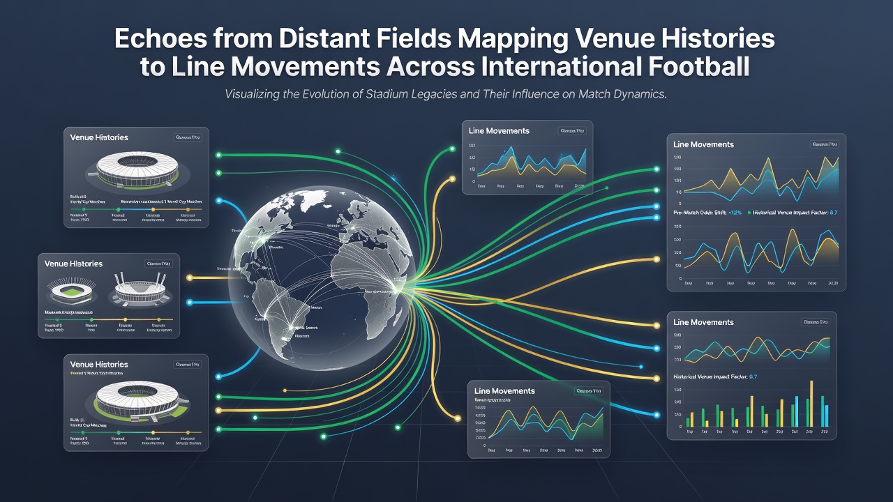 Tennis court surface diagrams and equine track profiles connected to real-time line movement graphs