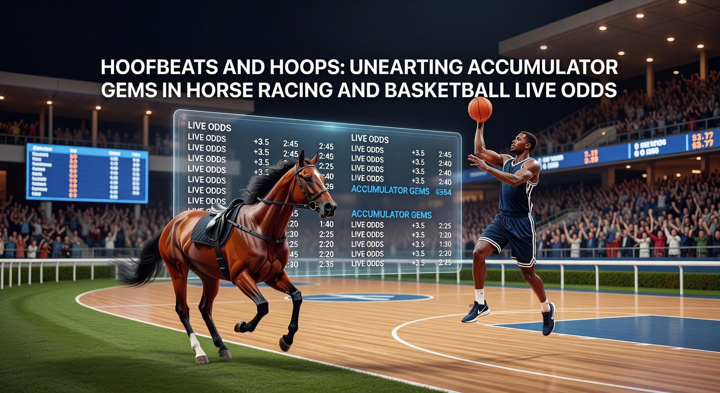 Horse racing action with jockeys urging mounts forward amid a packed crowd, capturing the thrill of live odds shifts in accumulator builds