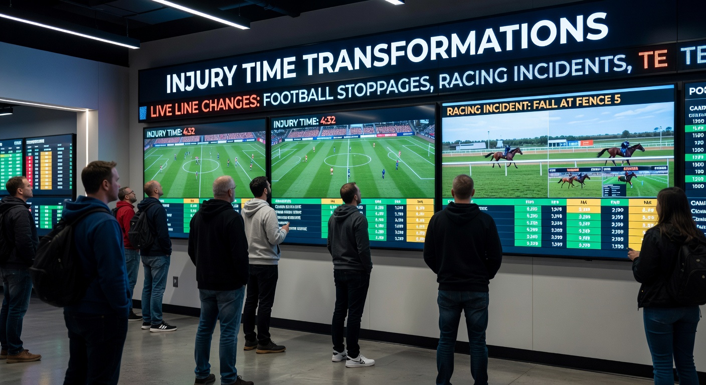 Tennis player calling for a medical timeout during a crucial set, with live odds fluctuating on multiple bookmaker apps in the background