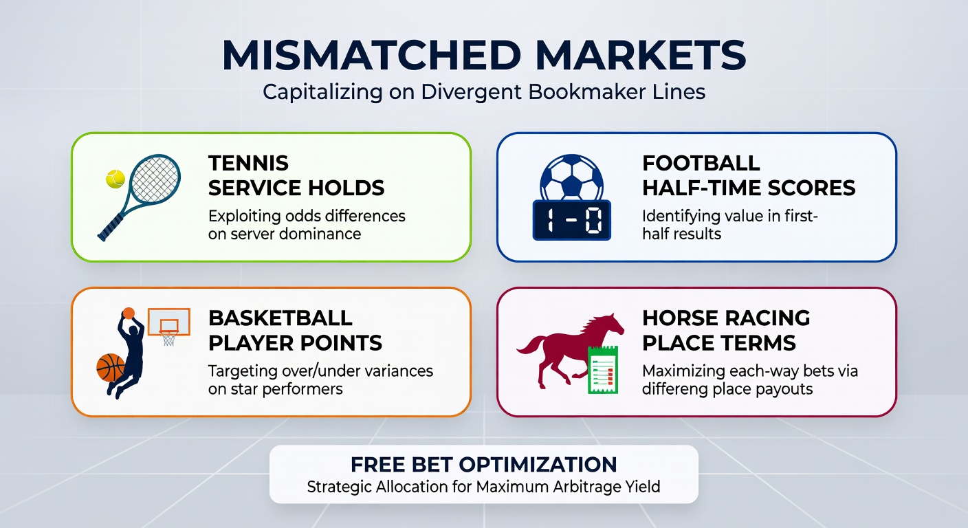 Screenshot of bookmaker interfaces displaying varying odds for tennis service holds and football half-time markets