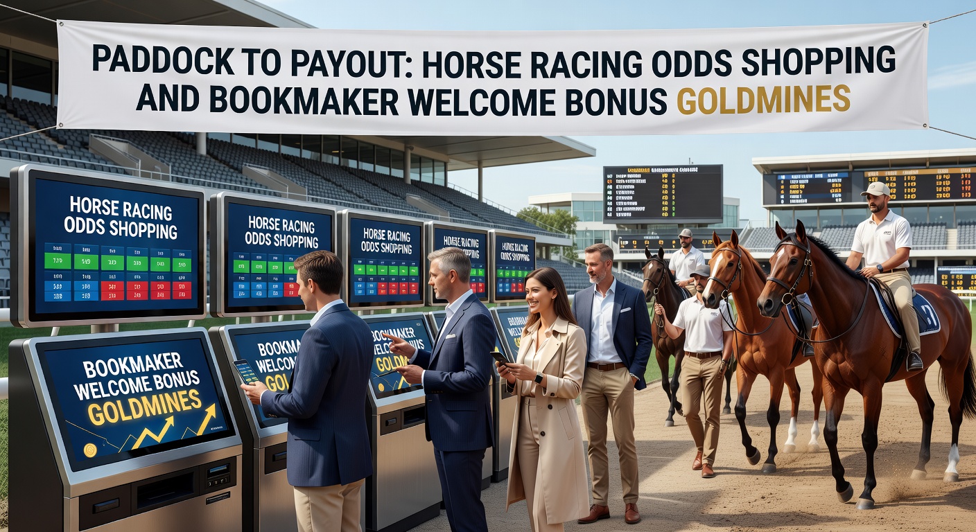 Bookmaker odds comparison screen displaying varying prices for horses in an upcoming race, highlighting best value picks