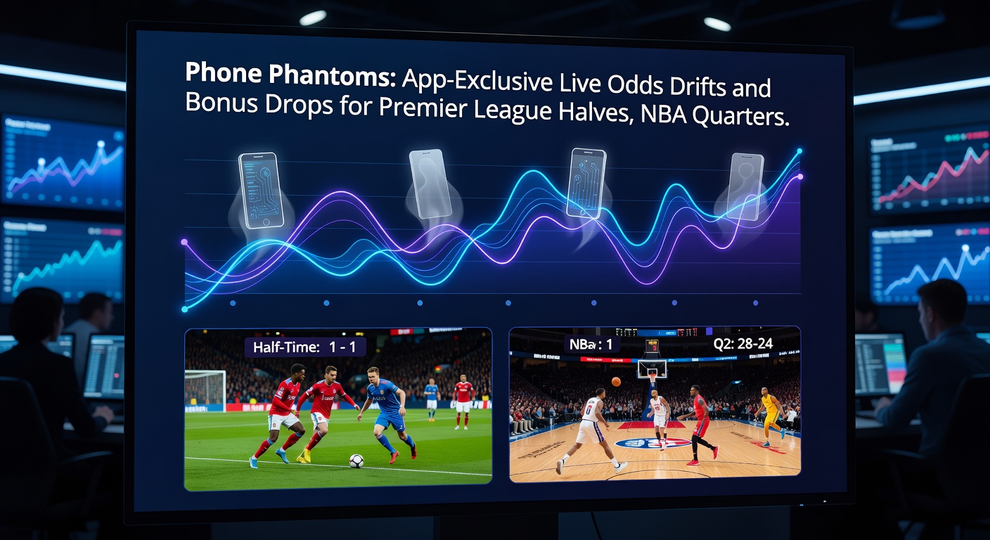 Screenshot of an NBA app showing a live odds drift in the final quarter alongside a bonus drop notification, highlighting exclusive mobile perks