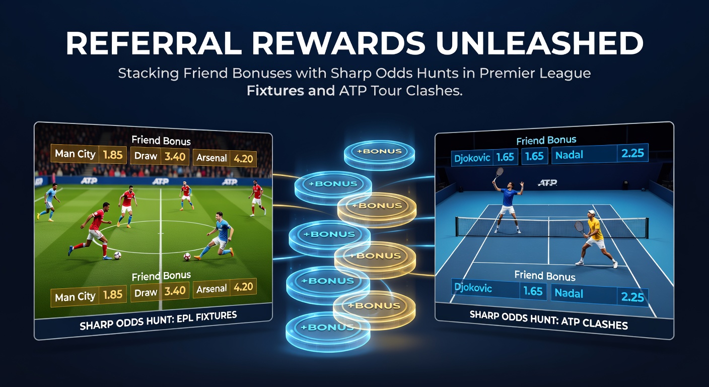 Premier League players celebrating a goal alongside ATP tennis rally, illustrating high-stakes action ripe for odds hunting and bonus stacking