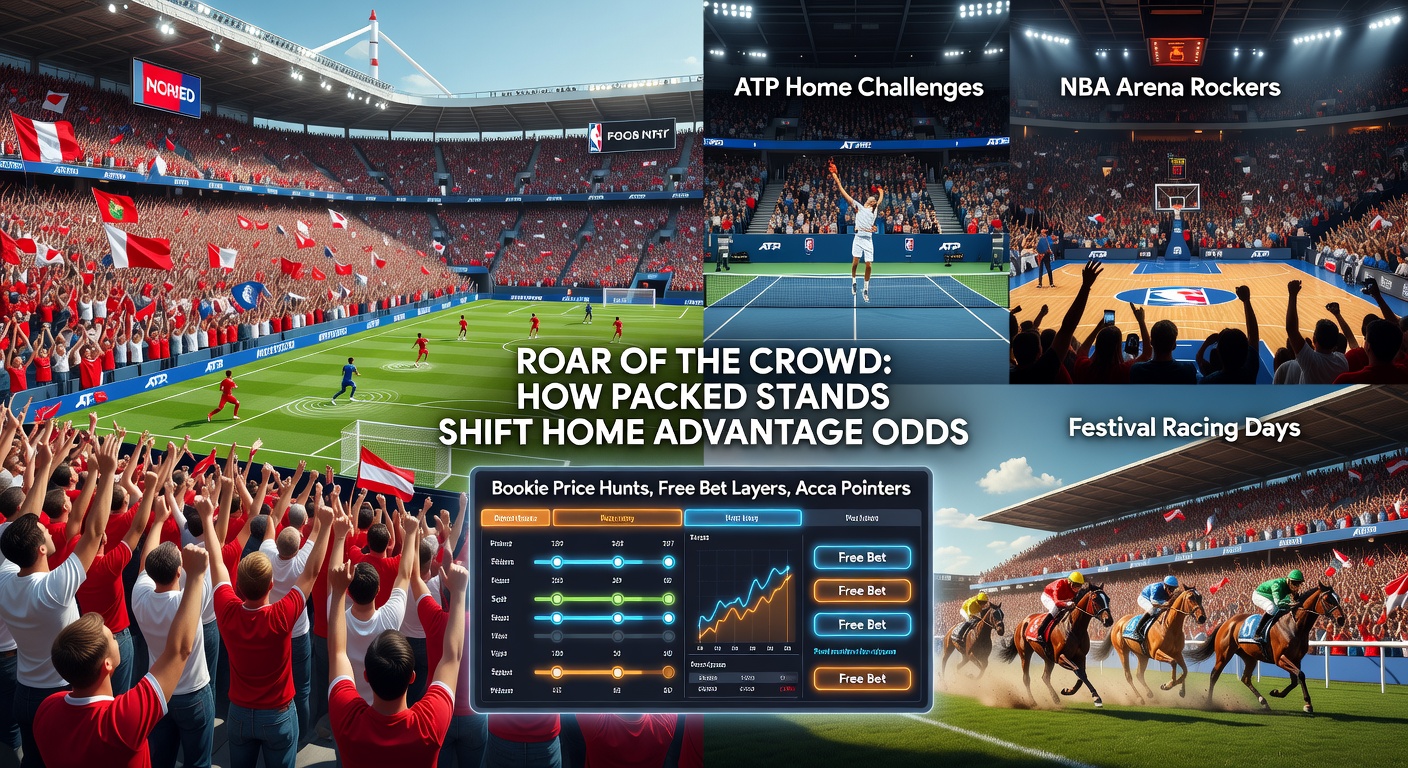 Packed soccer stadium during a heated derby match, with fans creating a wall of noise and color