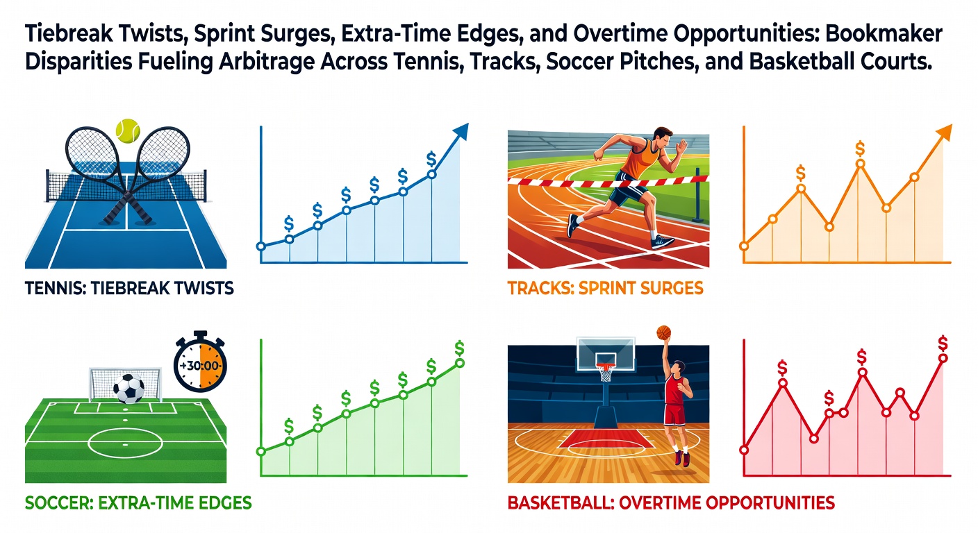 Intense tennis tiebreak moment with players lunging for the ball, highlighting rapid odds shifts among bookmakers