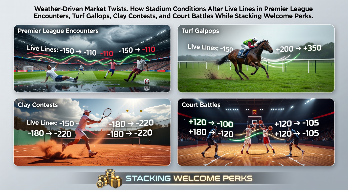 Stadium pitch under rainy conditions affecting Premier League live betting lines in May 2026