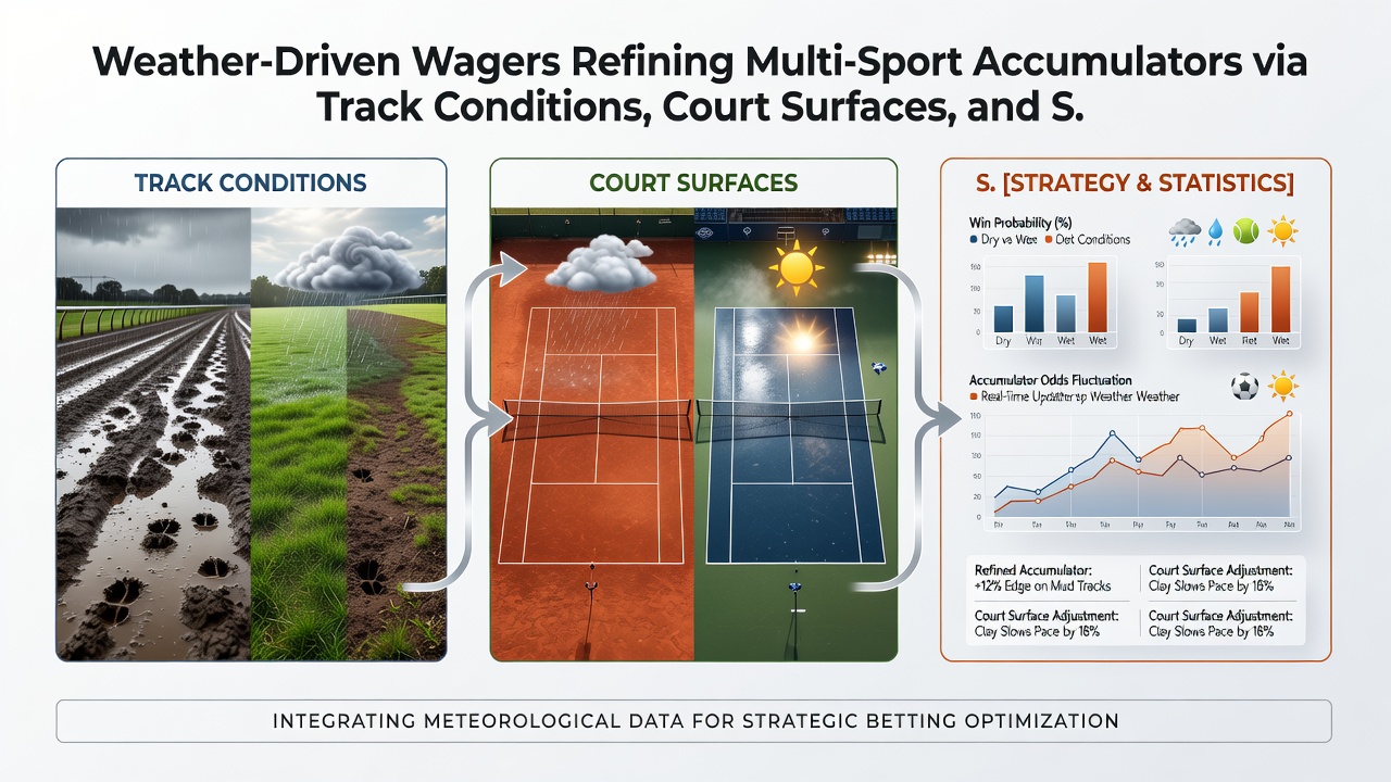 Tennis court surface under changing weather conditions with visible rain impact on grass