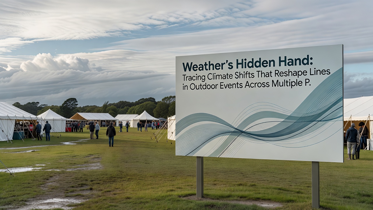 Weather monitoring equipment and betting data screens showing live adjustments for outdoor sports events