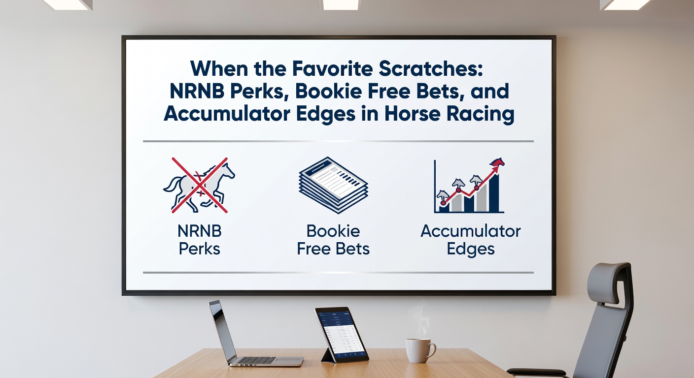 Bookmakers' boards updating odds in real-time after a horse scratch, with punters crowding around